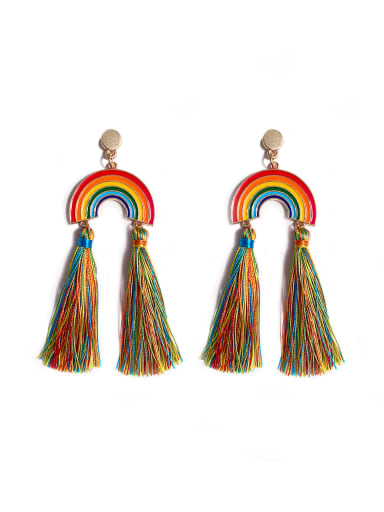 Alloy Cotton Rope Rainbow Bohemia Cotton Rope Drop Earring