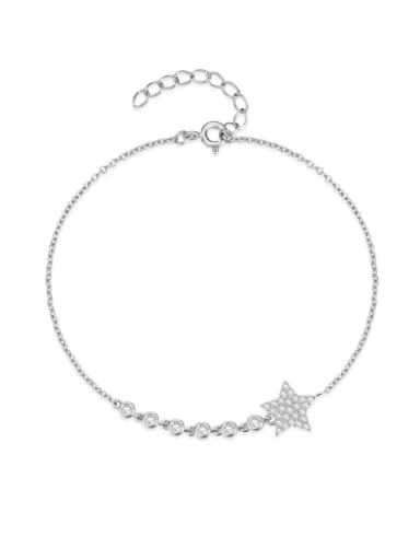 925 Sterling Silver Cubic Zirconia Pentagram Minimalist Link Bracelet