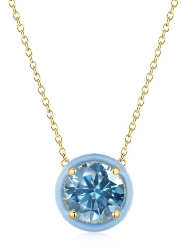 Gold blue DY190132 925 Sterling Silver Cubic Zirconia Geometric Minimalist Necklace