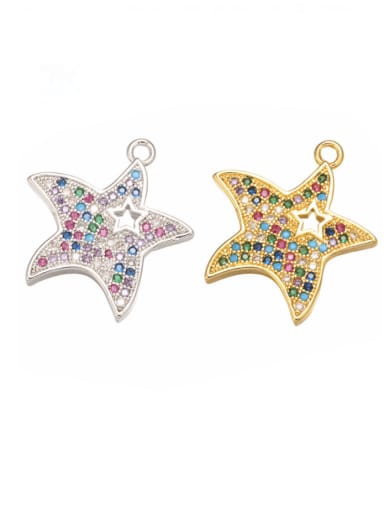 Brass Cubic Zirconia Five-pointed star  Pendant