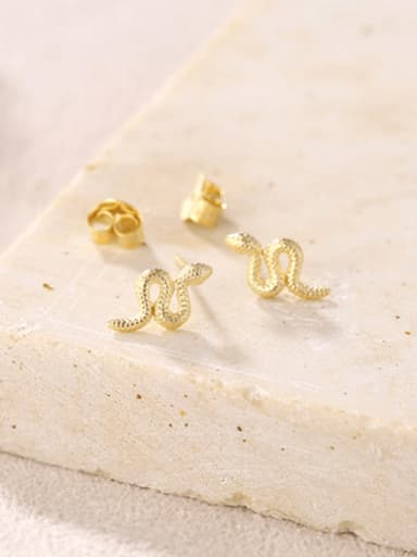 Gold color 925 Sterling Silver Snake Dainty Stud Earring