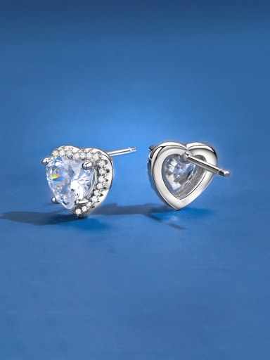 925 Sterling Silver Cubic Zirconia Heart Luxury Cluster Earring