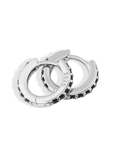 Black diamond (platinum) 925 Sterling Silver Cubic Zirconia Geometric Minimalist Huggie Earring