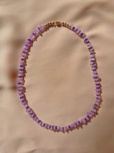 Titanium Steel Natural Stone Purple Geometric Bohemia Beaded Necklace