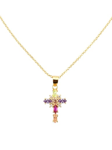 18k gold 925 Sterling Silver Cubic Zirconia Cross Dainty Regligious Necklace