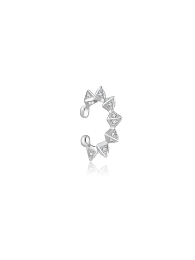 925 Sterling Silver Cubic Zirconia Geometric Dainty Clip Earring