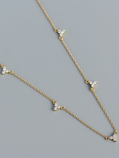 Golden color 925 Sterling Silver Cubic Zirconia Geometric Minimalist Necklace