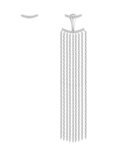 925 Sterling Silver Asymmetrical  Tassel Minimalist Threader Earring