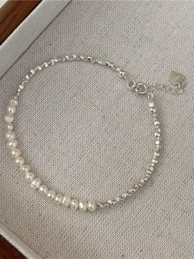 Broken Silver Pearl Bracelet Dainty 925 Sterling Silver Freshwater Pearl Bracelet and Necklace Set