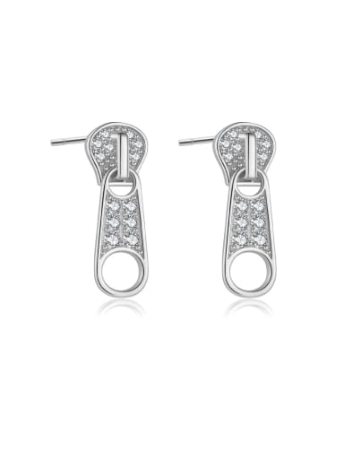 Platinum white stone 925 Sterling Silver Cubic Zirconia Geometric Trend Stud Earring