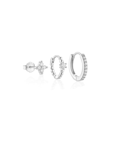 3 pieces per set in white gold  2 925 Sterling Silver Cubic Zirconia Geometric Dainty Huggie Earring
