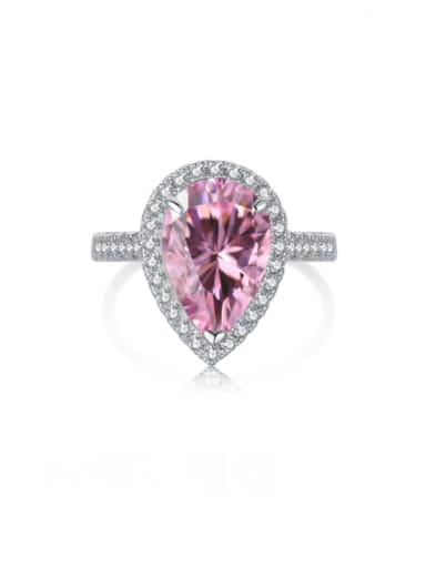 Pink  DY120547 925 Sterling Silver Cubic Zirconia Water Drop Luxury Band Ring
