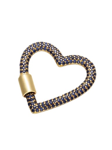 Gold +Blue Brass Microinlay Cubic Zirconia Geometric Heart Shaped Pendant