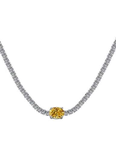 Yellow DY190575 S W HB 925 Sterling Silver Cubic Zirconia Geometric Dainty Necklace