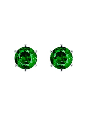 Green 925 Sterling Silver Cubic Zirconia Geometric Dainty Stud Earring