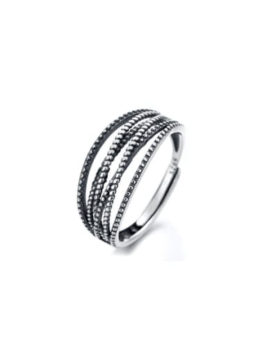 925 Sterling Silver Geometric Vintage Weave irregular Stackable Ring