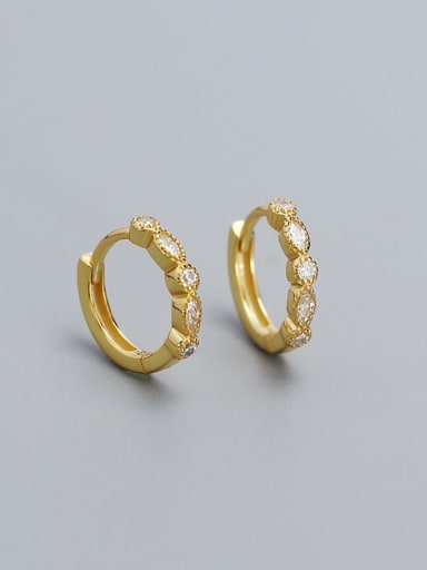 Gold 925 Sterling Silver Cubic Zirconia Geometric Minimalist Huggie Earring