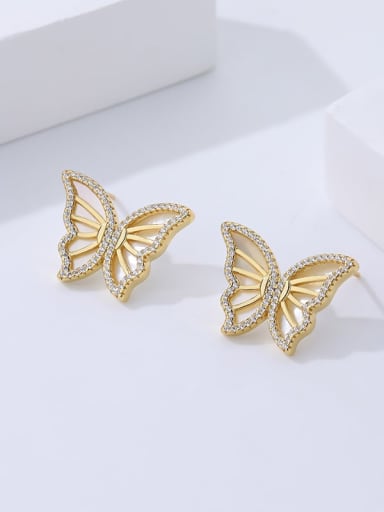 925 Sterling Silver Shell Butterfly Dainty Stud Earring