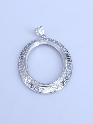 925 Sterling Silver Rhodium Plated Round Pendant Setting Stone size:25*35mm