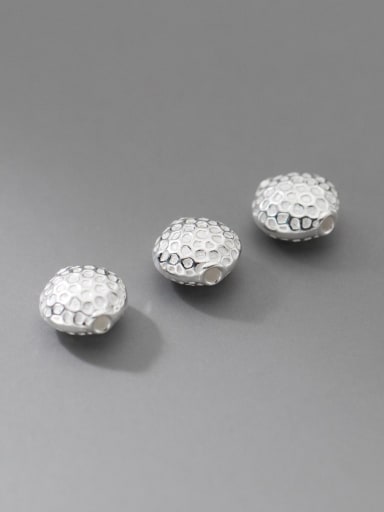 S925 plain silver retro distressed printed geometric flat beads