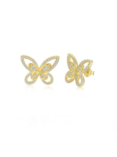 Gold DY1D0198 925 Sterling Silver Cubic Zirconia Butterfly Luxury Hook Earring