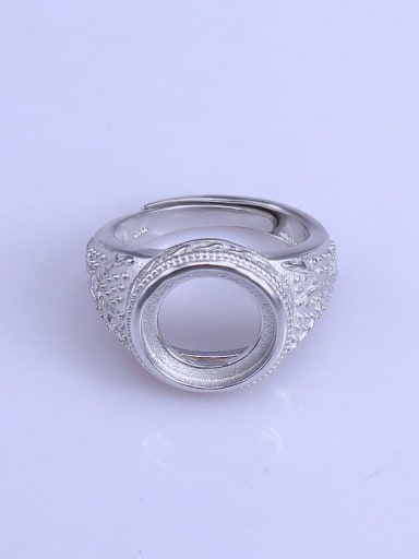 925 Sterling Silver 18K White Gold Plated Round Ring Setting Stone size: 12*12mm