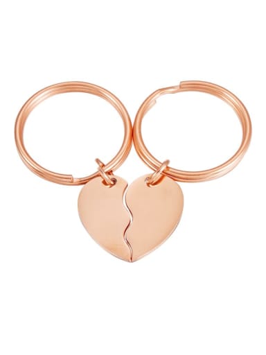 Rose gold set Stainless steel Heart Trend Key Chain