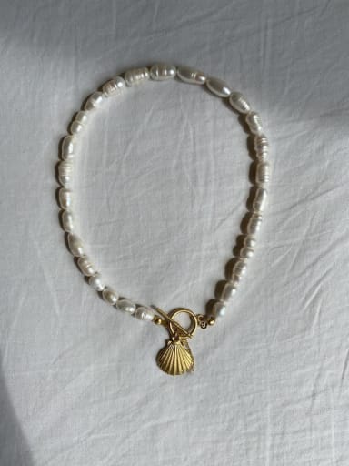 Titanium Steel Freshwater Pearl shell Trend Necklace
