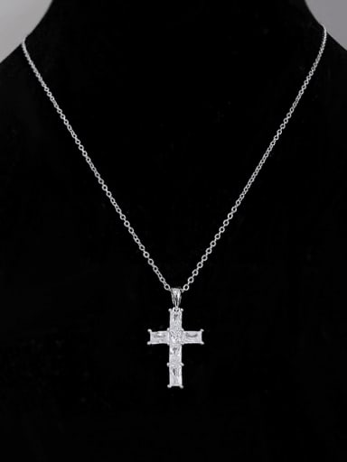 custom 925 Sterling Silver Cubic Zirconia Cross Dainty Regligious Necklace