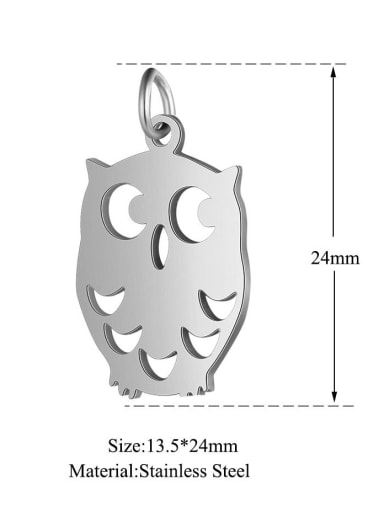 Stainless steel Owl Charm Height :13.5mm , Width: 24 mm