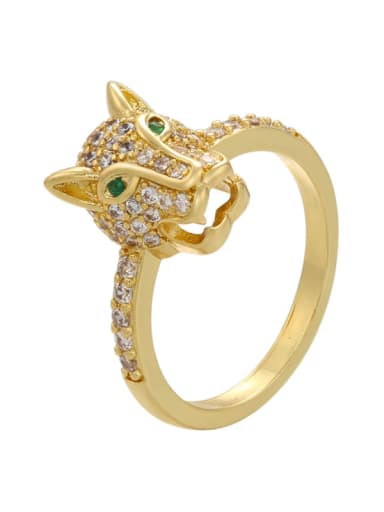 Brass Cubic Zirconia Leopard Dainty Band Ring
