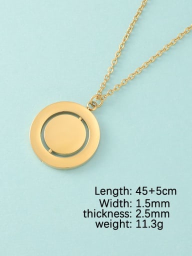 Gold Stainless Steel Inner Layer Rotatable Double-Layer Geometric Disc Pendant Necklace