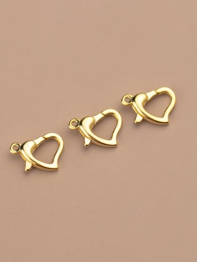 Gold 925 Sterling Silver Heart Spring  Buckle Ring Clasp