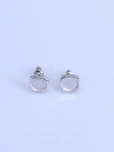 925 Sterling Silver 18K White Gold Plated Round Earring Setting Stone size: 7*7mm