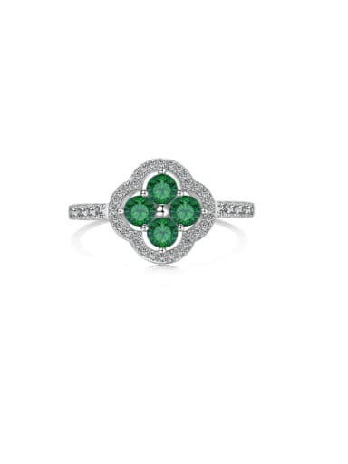925 Sterling Silver Cubic Zirconia Clover Dainty Cocktail Ring