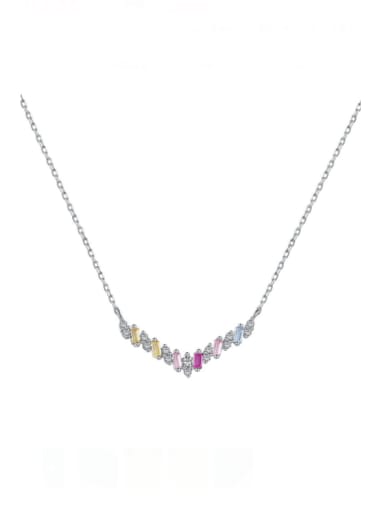 DY190650 S W WH 925 Sterling Silver Cubic Zirconia Geometric Dainty Necklace