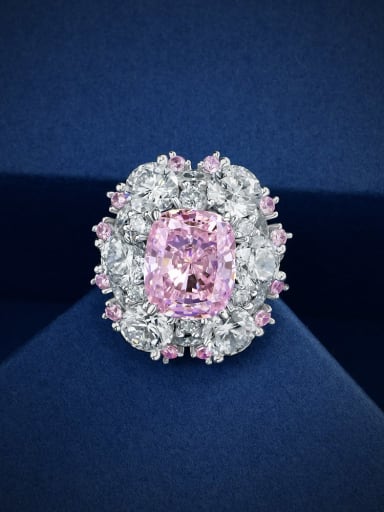 Cherry Blossom Pink [R 2568] 925 Sterling Silver High Carbon Diamond Geometric Luxury Statement Ring
