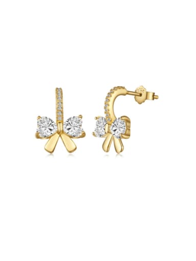Golden DY110286 S  gold 925 Sterling Silver Cubic Zirconia Bowknot Dainty Cluster Earring