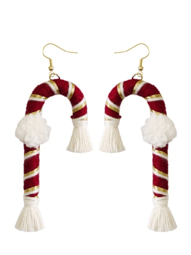 Red Cotton Rope +Tassel Christmas Bossian Style Hand-Woven Earrings
