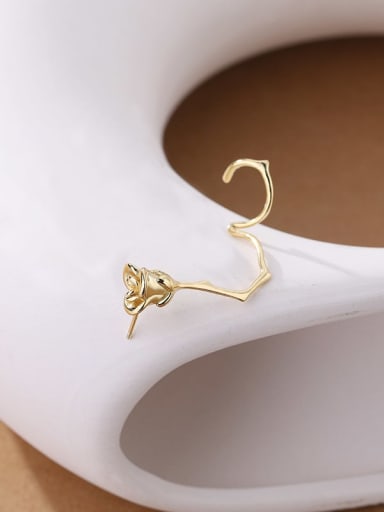 E2644 Gold (single) 925 Sterling Silver Irregular Flower Minimalist Hook Earring