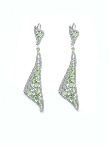 Natural olivine Earrings 925 Sterling Silver Peridot Geometric Luxury Cluster Earring