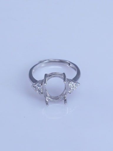 925 Sterling Silver 18K White Gold Plated Round Ring Setting Stone size: 10*12mm