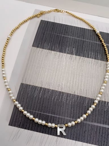 Titanium Steel Freshwater Pearl Letter Trend Beaded Necklace