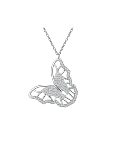 925 Sterling Silver Cubic Zirconia Butterfly Statement Necklace