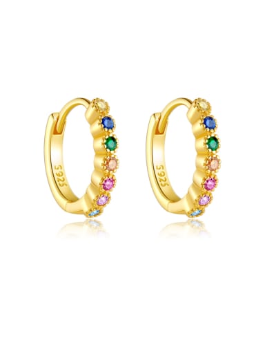 18k Golden Rainbow Ear Ring 925 Sterling Silver Cubic Zirconia Geometric Dainty Stud Earring