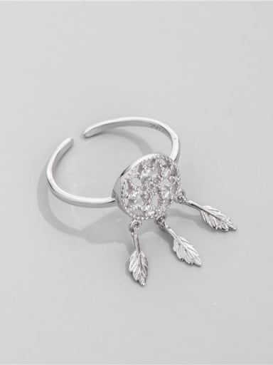 925 Sterling Silver Cubic Zirconia Tassel Vintage Band Ring