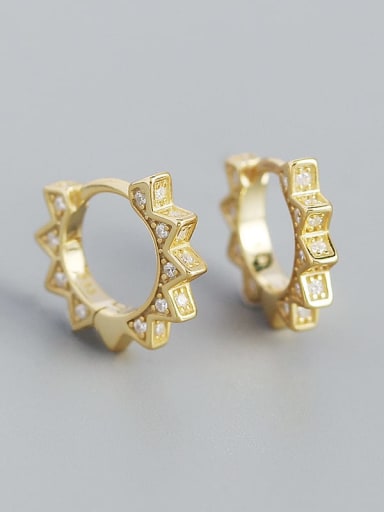 Gold 925 Sterling Silver Cubic Zirconia Geometric Vintage Huggie Earring