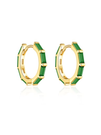 18K gold [green stone] 925 Sterling Silver Cubic Zirconia Geometric Dainty Stud Earring