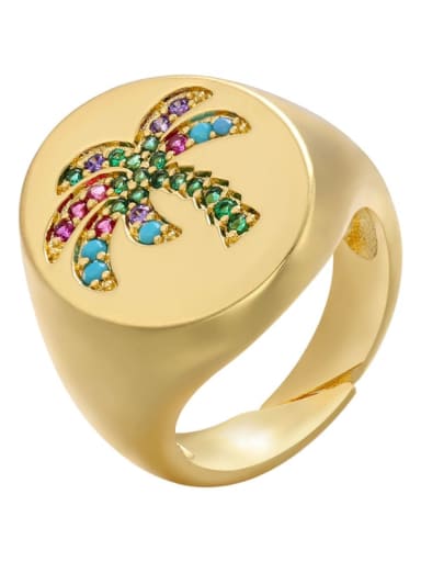 Gold color diamond Brass Rhinestone Flower Trend Band Ring