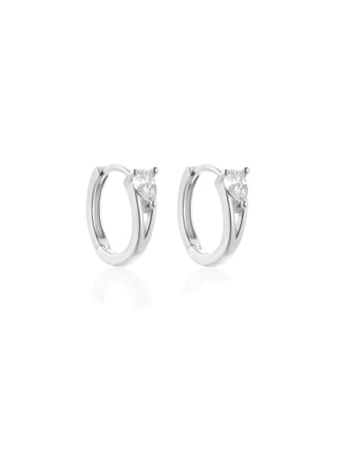 Platinum 1 925 Sterling Silver Cubic Zirconia Geometric Dainty Huggie Earring